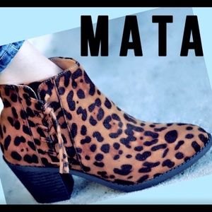 Mata Fringe Leopard Stacked Heel Chelsea Boot